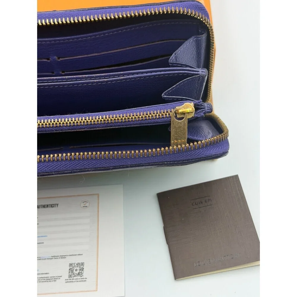 Louis Vuitton Monogram Zippy Organizer Wallet Women's Blue Ostrich Leather - Picture 15 of 15
